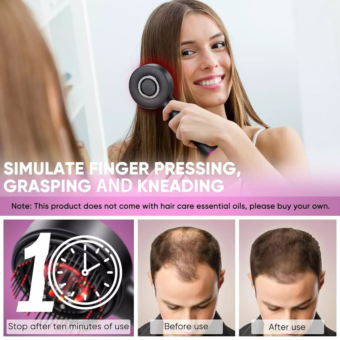 3-in-1 Electric Scalp Massager | Waterproof, Red Light Therapy & Portable for Relaxation and Hair Care