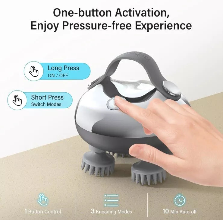 Electric Scalp Massager | Waterproof, USB Rechargeable & Ergonomic Design for Deep Relaxation and Hair Growth Stimulation