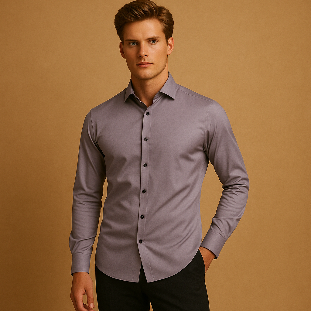 Men's Slim Fit Stretch Shirt - Comfortable Cotton Top for Everyday Wear