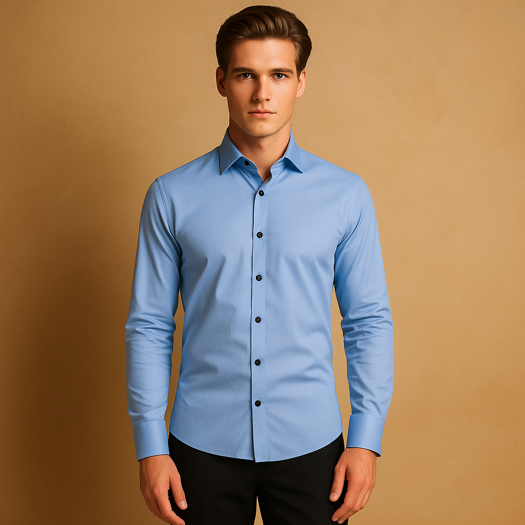 Men's Slim Fit Stretch Shirt - Comfortable Cotton Top for Everyday Wear