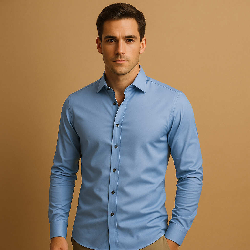 Men's Slim Fit Stretch Shirt - Comfortable Cotton Top for Everyday Wear