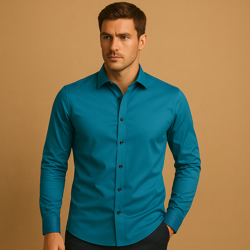 Men's Slim Fit Stretch Shirt - Comfortable Cotton Top for Everyday Wear