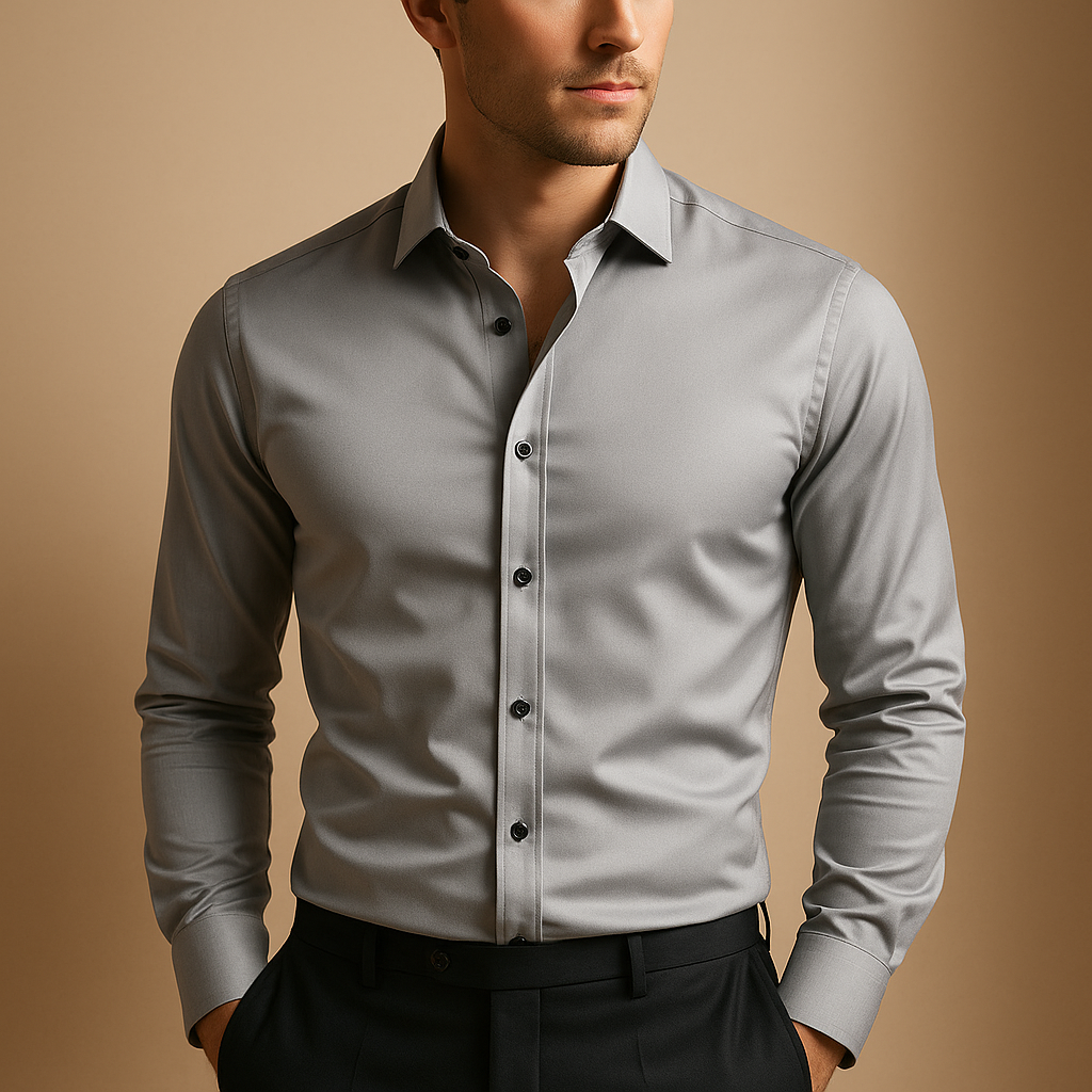Men's Slim Fit Stretch Shirt - Comfortable Cotton Top for Everyday Wear
