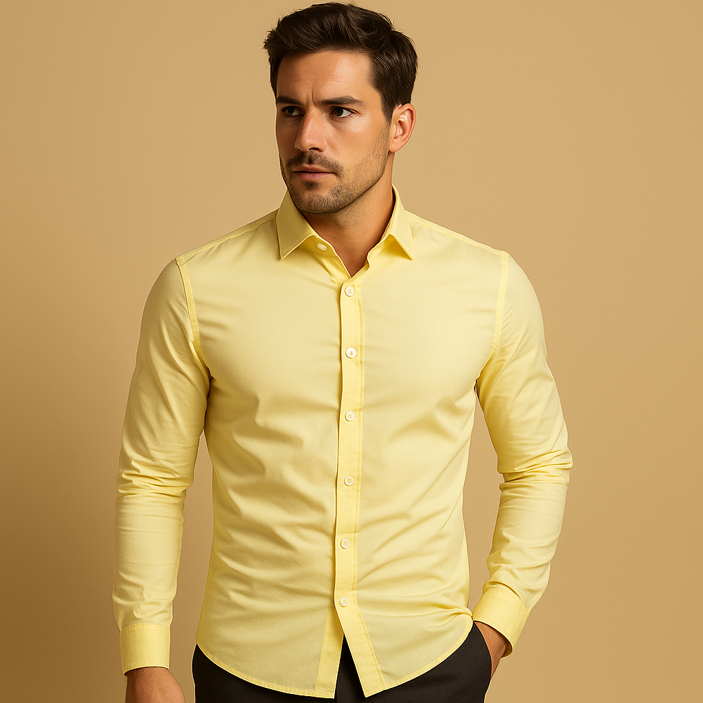 Slim Fit Men's Shirt with Turn-Down Collar - Comfortable Cotton Casual Wear