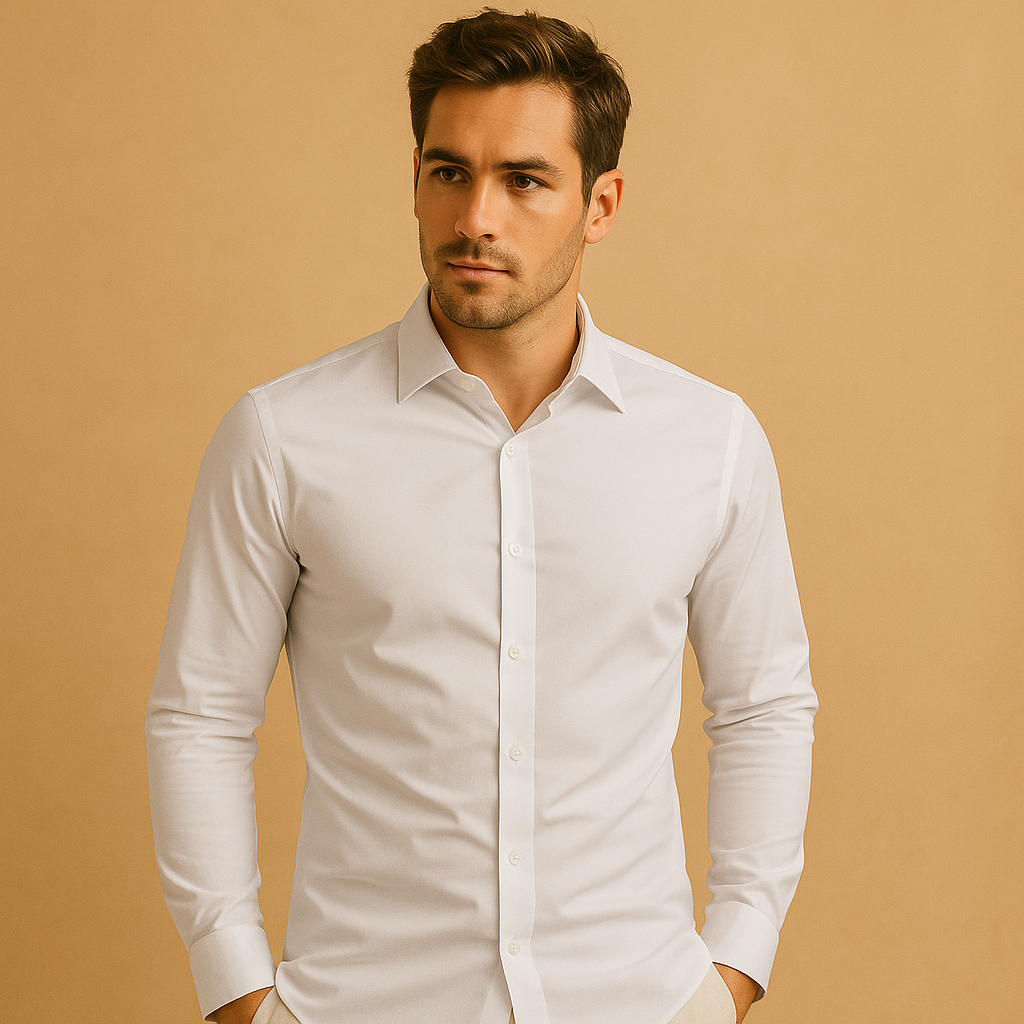Slim Fit Men's Shirt with Turn-Down Collar - Comfortable Cotton Casual Wear