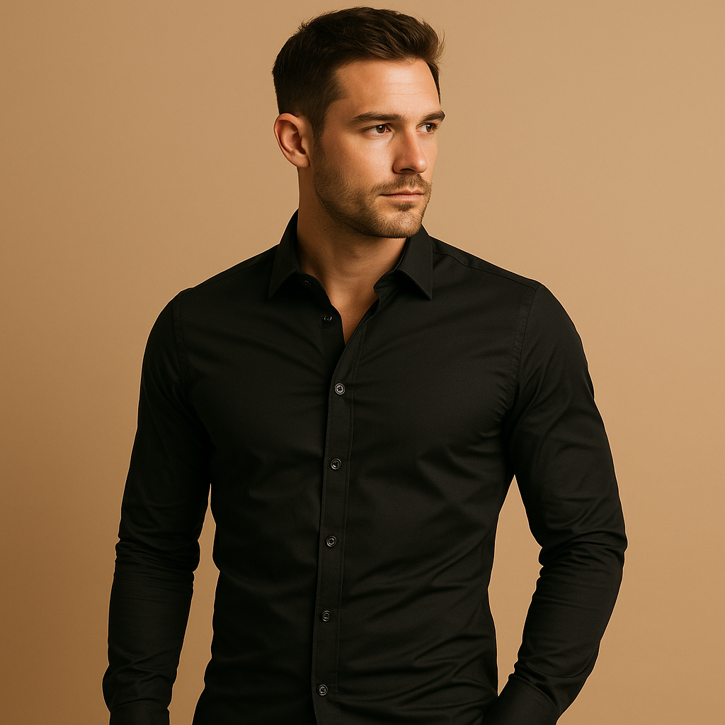 Slim Fit Men's Shirt with Turn-Down Collar - Comfortable Cotton Casual Wear