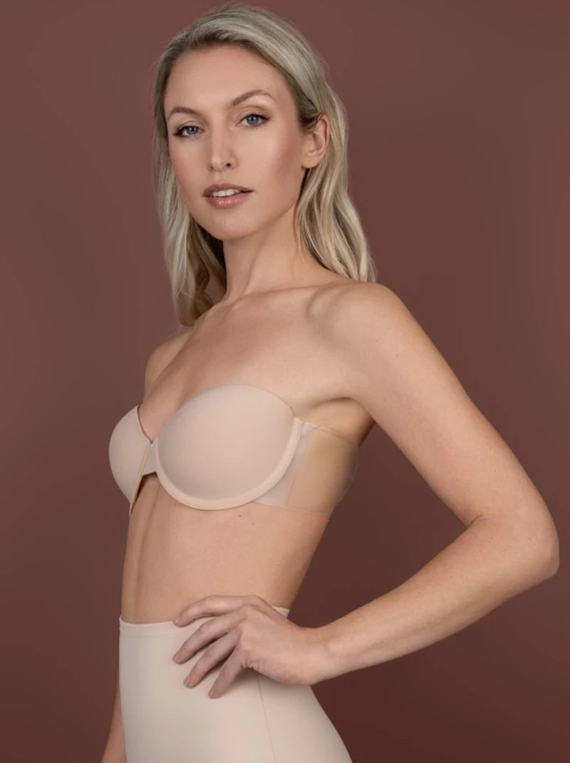 Invisible Stick-On Strapless Underwired Push-Up Bra for Women - Comfortable, Seamless, Skin Tone, Size A to E