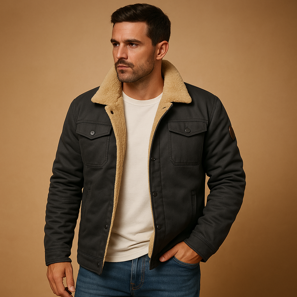 Men's Winter Bomber Jacket with Ribbed Cuffs - Warm, Stylish Outerwear for Cold Weather