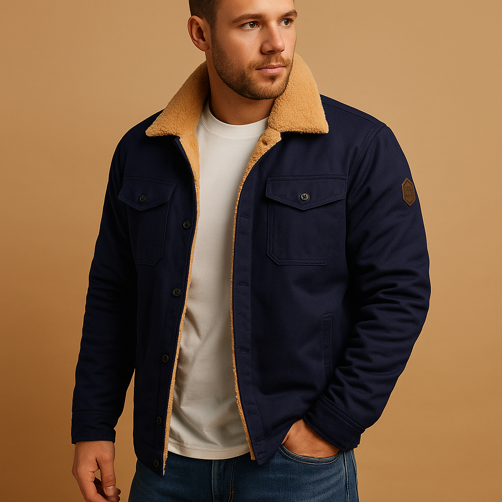 Men's Winter Bomber Jacket with Ribbed Cuffs - Warm, Stylish Outerwear for Cold Weather