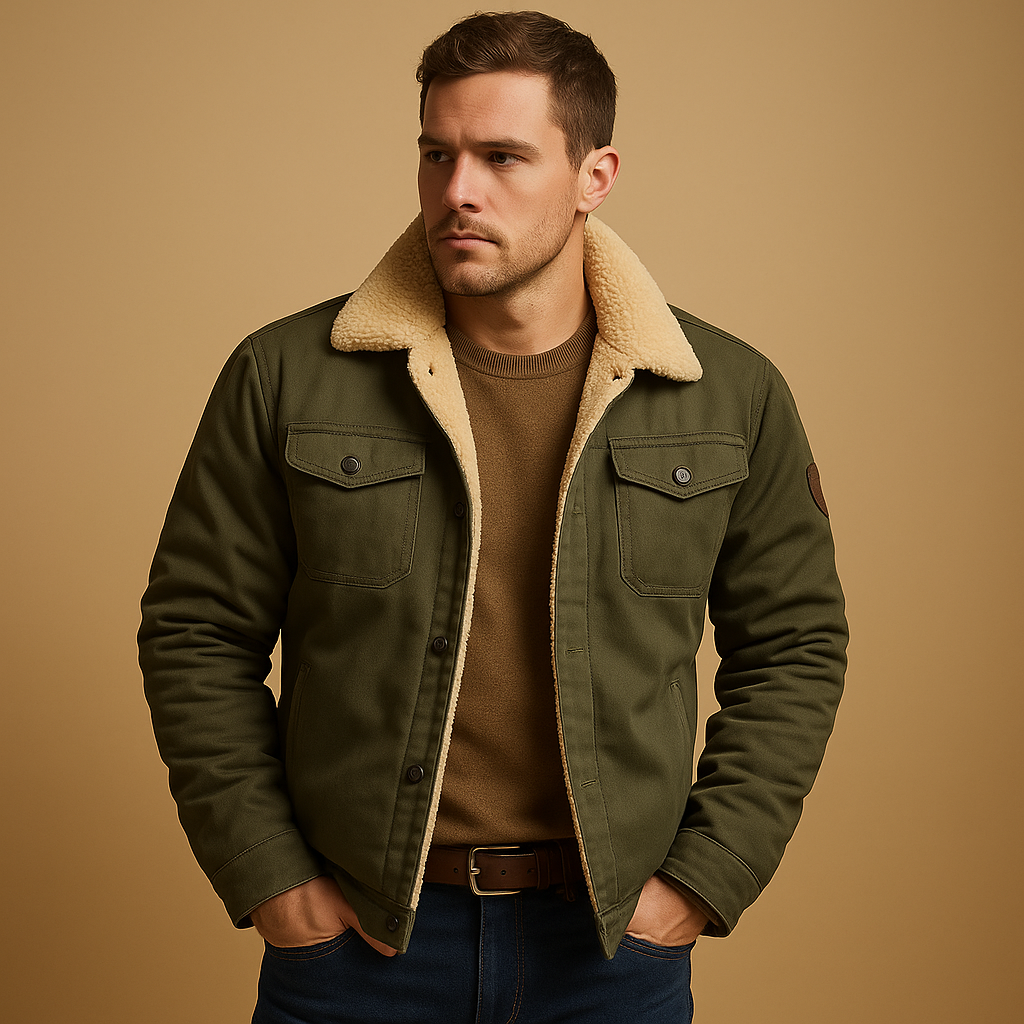 Men's Winter Bomber Jacket with Ribbed Cuffs - Warm, Stylish Outerwear for Cold Weather