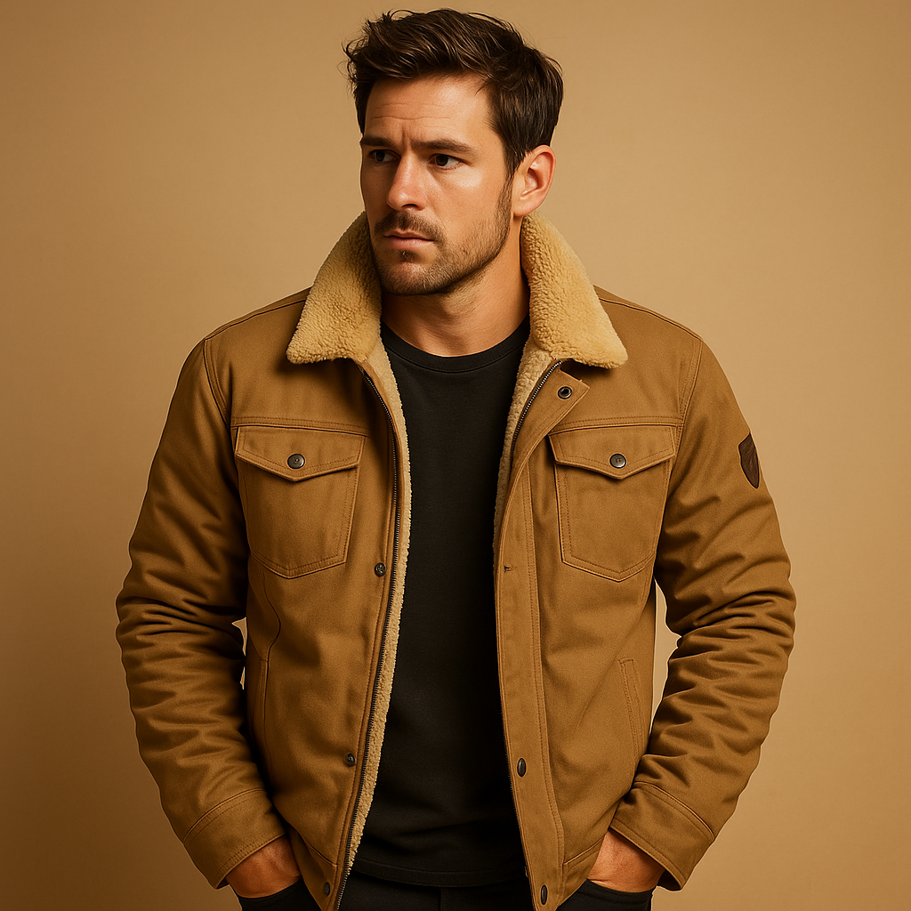 Men's Winter Bomber Jacket with Ribbed Cuffs - Warm, Stylish Outerwear for Cold Weather