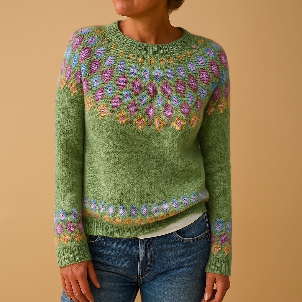 Wool Jumper for Women with Unique Print - Stylish Women's Knitwear in Various Sizes