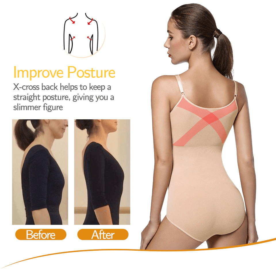 Women’s Full Body V Neck Tummy Control Shaper Bodysuit - Slimming, Comfortable Fit for Everyday Wear