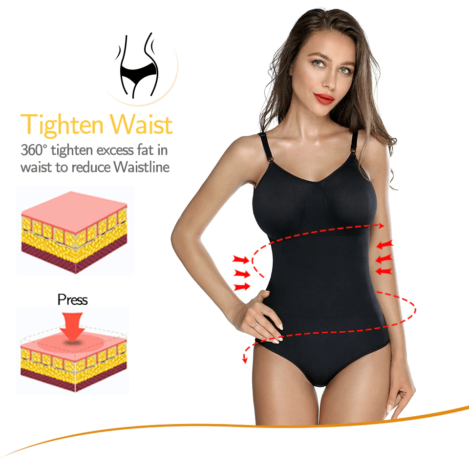 Women’s Full Body V Neck Tummy Control Shaper Bodysuit - Slimming, Comfortable Fit for Everyday Wear