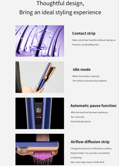 2-in-1 Hair Straightener and Dryer | Adjustable Temperature & Airflow for All Hair Types, Lightweight and Portable for Travel