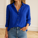 Ladies' Cotton and Linen Blouse | Breathable, Timeless Fit & Ideal for Casual and Formal Wear