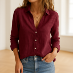 Ladies' Cotton and Linen Blouse | Breathable, Timeless Fit & Ideal for Casual and Formal Wear