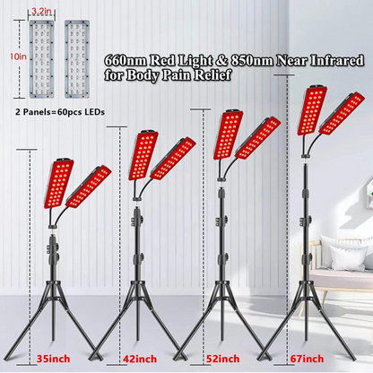 Red Light Therapy Lamp with 2 Heads – Infrared Therapy for Pain Relief, Skin Health & Healing