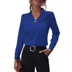 Women’s Chiffon Blouse | Classic Folded Collar, Long Sleeves & Versatile for Office or Casual Wear