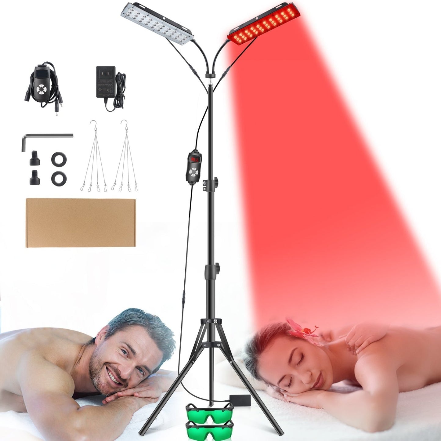 Red Light Therapy Lamp with 2 Heads – Infrared Therapy for Pain Relief, Skin Health & Healing