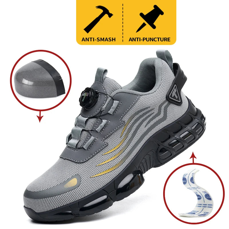 Safety Sneakers with Steel Toe | Puncture-Resistant, Breathable Mesh & Dial Fastening for Workshops and Warehouses