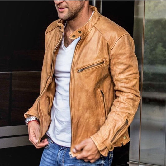 Men’s Waterproof Leather Jacket | Durable, Versatile Design with Ample Pockets for Casual and Formal Wear