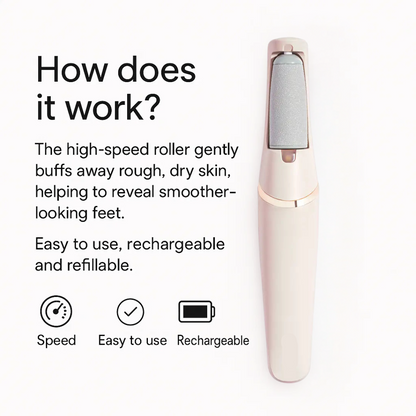 Feetiva GlowX Foot File| Electric Callus Remover for Feet – Smooth and Refine Dry, Hard Skin | Home Pedicure Tool for Soft Feet