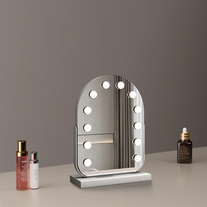 Large Arched Vanity Mirror with 17 LED Bulbs | Dimmable Brightness, 3 Light Modes & USB Charging for Makeup and Dressing Tables
