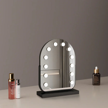 Large Arched Vanity Mirror with 17 LED Bulbs | Dimmable Brightness, 3 Light Modes & USB Charging for Makeup and Dressing Tables