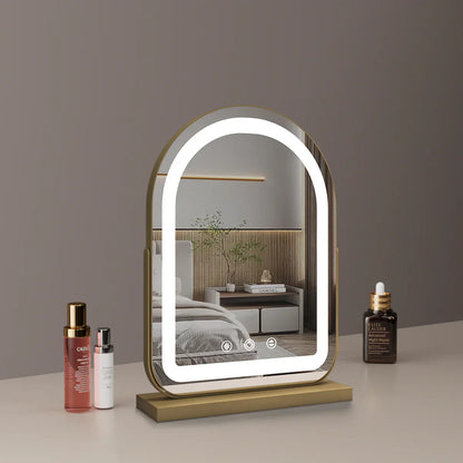 Large Arched LED Vanity Mirror | 360° Rotation, Dimmable Brightness & 3 Light Modes for Makeup and Skincare