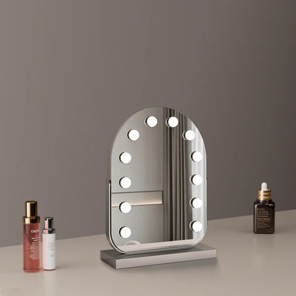 Large Arched Vanity Mirror with 17 LED Bulbs | Dimmable Brightness, 3 Light Modes & USB Charging for Makeup and Dressing Tables
