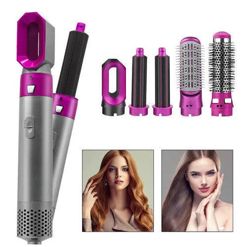 5-in-1 Hair Dryer Brush and Curling Iron Set for Quick Drying, Styling, and Curling Hair at Home