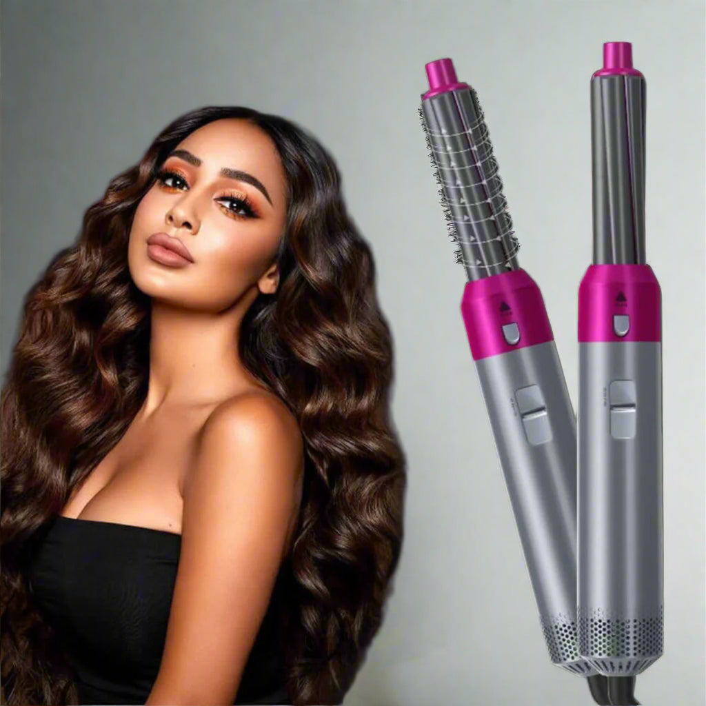 5-in-1 Hair Dryer Brush and Curling Iron Set for Quick Drying, Styling, and Curling Hair at Home