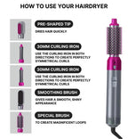 5-in-1 Hair Dryer Brush and Curling Iron Set for Quick Drying, Styling, and Curling Hair at Home