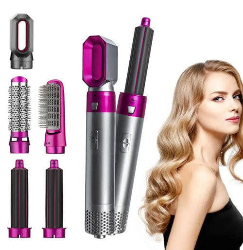 5-in-1 Hair Dryer Brush and Curling Iron Set for Quick Drying, Styling, and Curling Hair at Home