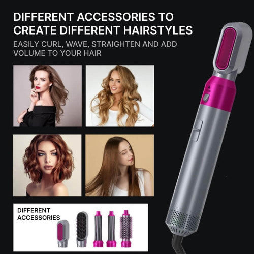 5-in-1 Hair Dryer Brush and Curling Iron Set for Quick Drying, Styling, and Curling Hair at Home