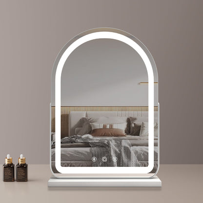 Large Arched LED Vanity Mirror | 360° Rotation, Dimmable Brightness & 3 Light Modes for Bedroom and Dressing Room