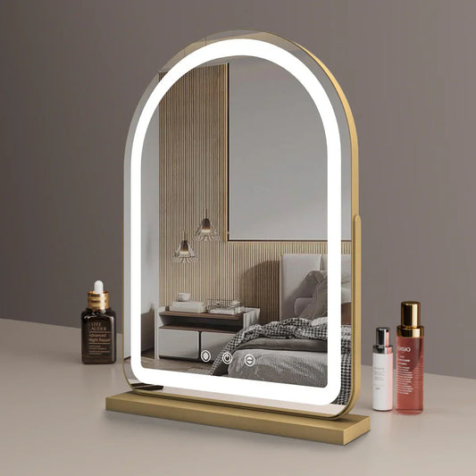 Large Arched LED Vanity Mirror | 360° Rotation, Dimmable Brightness & 3 Light Modes for Bedroom and Dressing Room