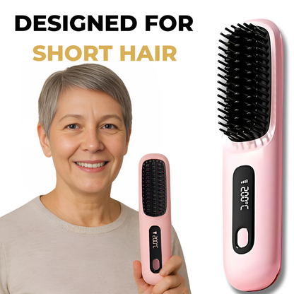Wireless Heated Hair Brush | Customizable Heat Settings & Safe for All Hair Types, Perfect for Travel and On-the-Go Styling