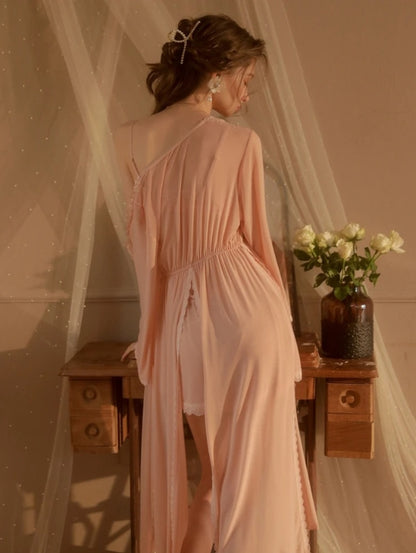 Romantic Women’s Sleepwear | Lace Negligee & Ruffle Robe Set | Nightwear
