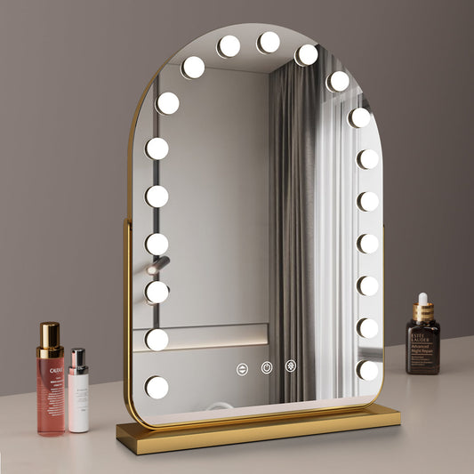 Large Arched Vanity Mirror | 17 LED Bulbs, Dimmable Brightness & 3 Light Modes for Makeup and Home Decor