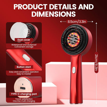3-in-1 Electric Scalp Massager | Waterproof, Red Light Therapy & Portable for Relaxation and Hair Care