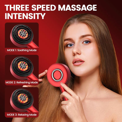 3-in-1 Electric Scalp Massager | Waterproof, Red Light Therapy & Portable for Relaxation and Hair Care