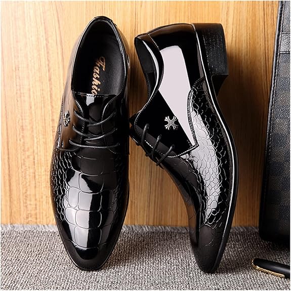 Men's Oxford Shoes - PU Leather - Almond Toe - Formal - Black - Size Available