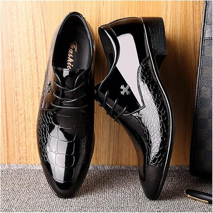 Men's Oxford Shoes - PU Leather - Almond Toe - Formal - Black - Size Available