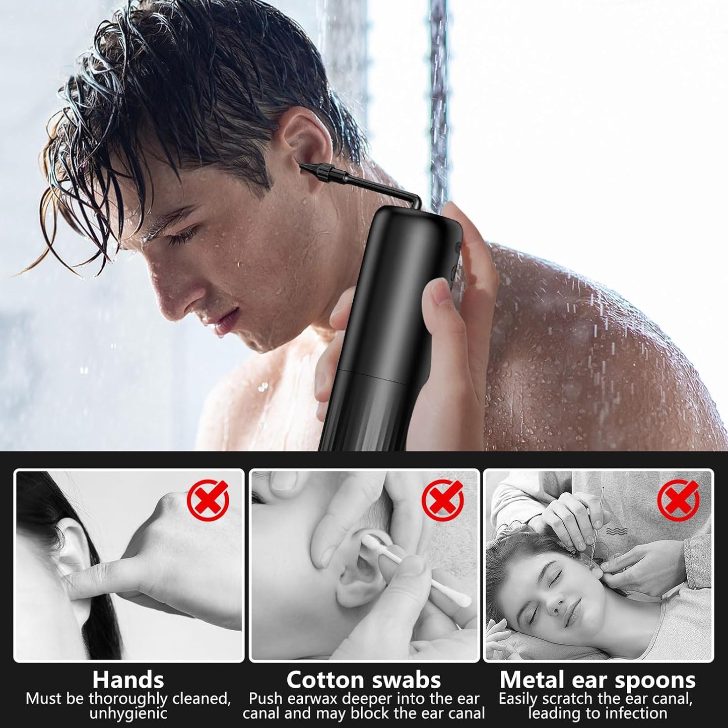 Ear Cleaner PRO | Earwax Removal Tool - Safe and Precise Ear Cleaner, Waterproof, Rechargeable & With Attachments for Safe Ear Care at Home