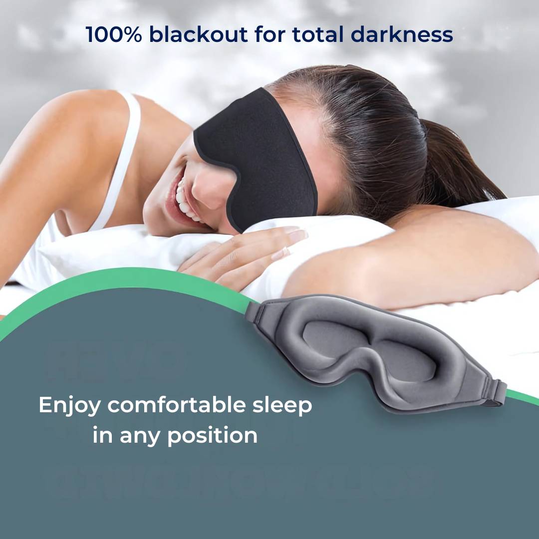 3D Light Blocking Sleep Eye Mask with Adjustable Strap for Travel, Meditation, Insomnia Relief, and Deep Sleep