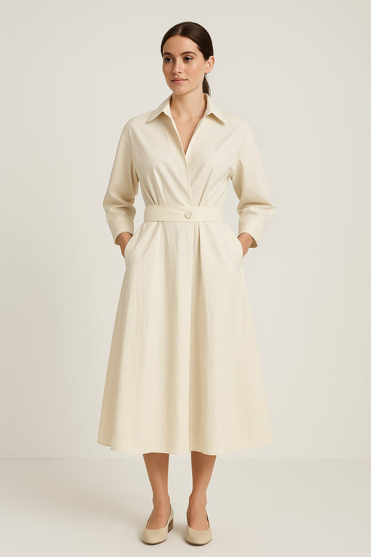 Women's Cotton Shirt Dress - Sarah Style - Casual Dress for Everyday Wear