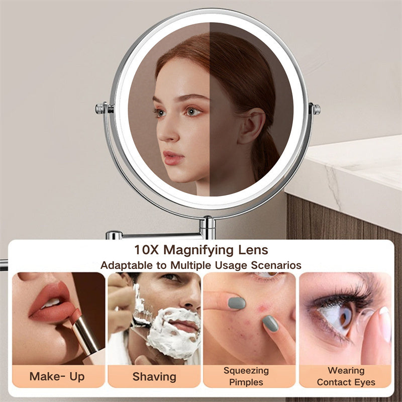 Rechargeable Lighted Magnifying Mirror for Makeup and Shaving - Mountable Bathroom Essentials