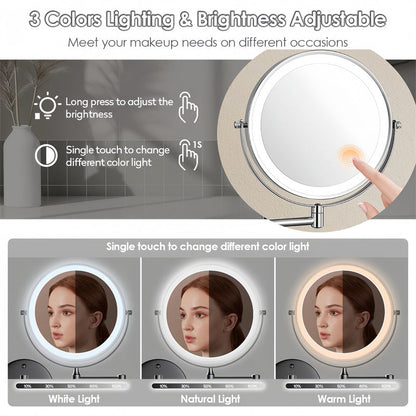 Rechargeable Lighted Magnifying Mirror for Makeup and Shaving - Mountable Bathroom Essentials